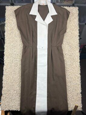 Vintage David Warren Sleeveless Dress Women’s Brown White ILGWU NO SIZE